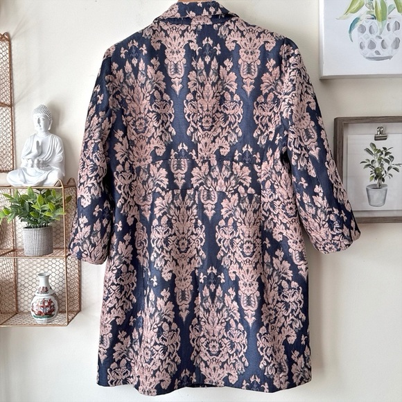 Anthropologie Luisa Blush Jacquard and Blue Denim Statement Jacket Coat Size XL - Picture 3 of 13